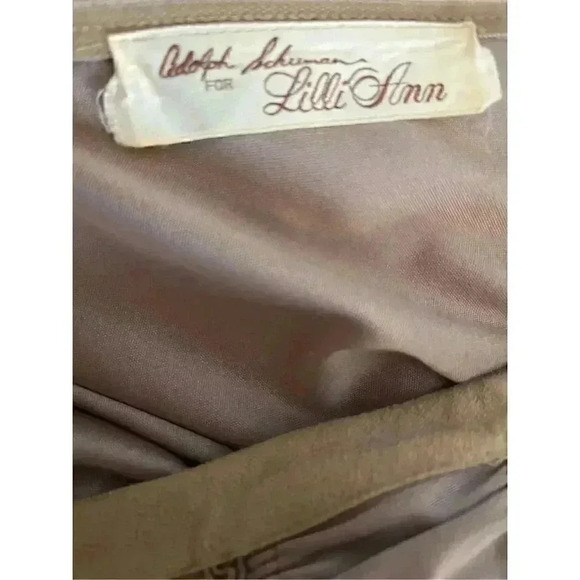 ADOLPH SHUMAN FOR LILLI ANN Vintage Tan Retro Maxi Dress - size large - Picture 4 of 4